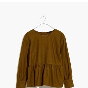 Madewell Olive Green Long-Sleeve Peplum Top